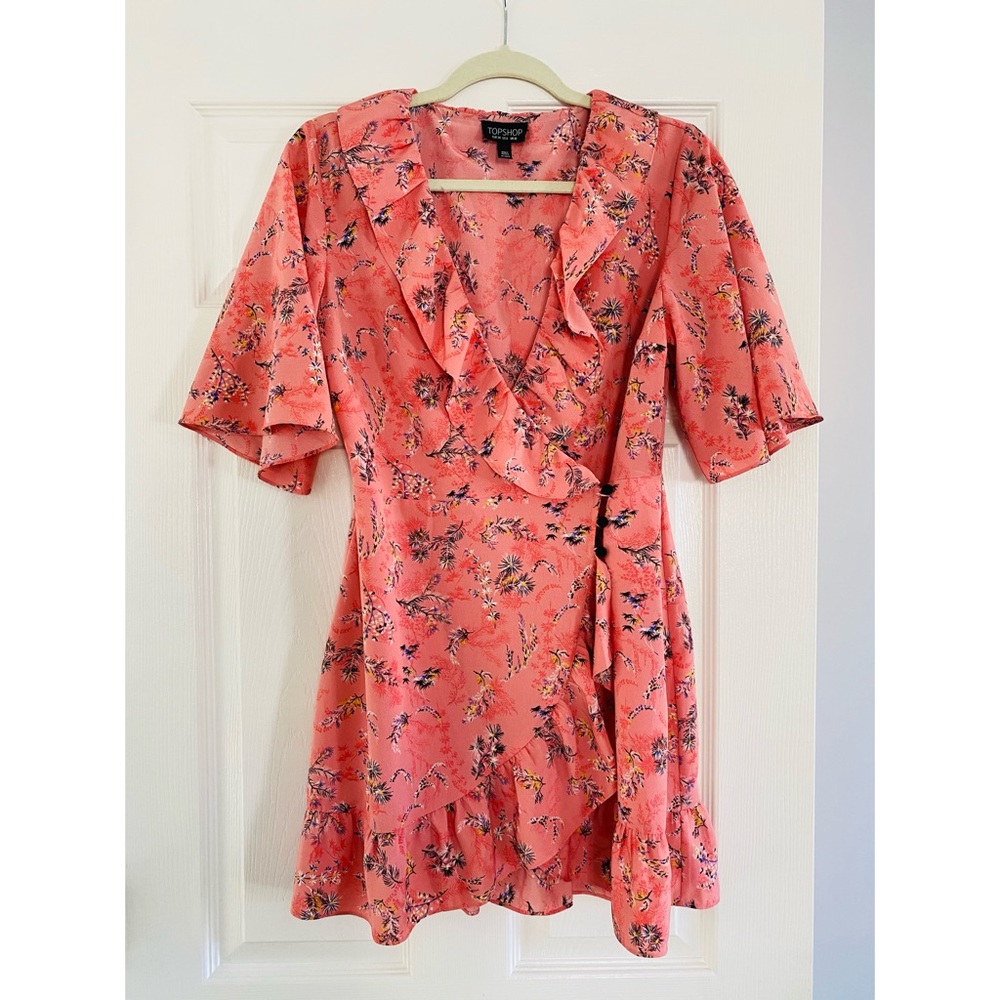TOPSHOP MINI FLORAL RUFFLE DRESS